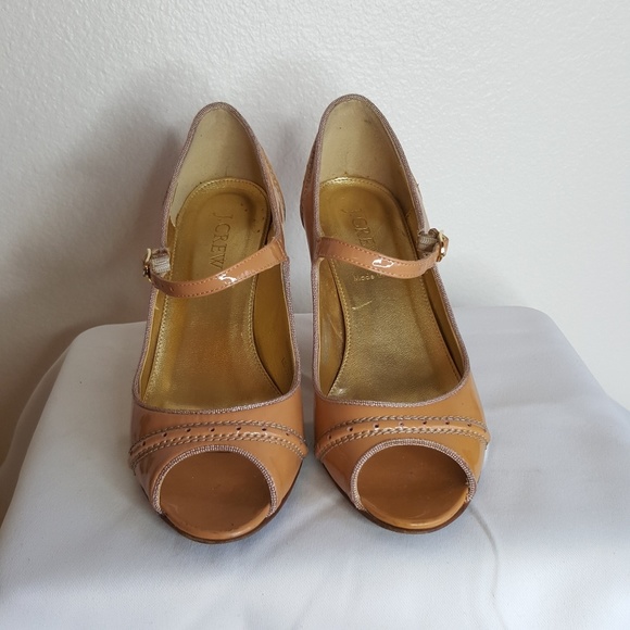 J.Crew Italy peachy peep toe heels size 6 1/2 - Picture 2 of 8